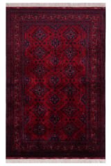 Afgan Bilcik El Dokuma Yün Halı Kırmızı - 126x193