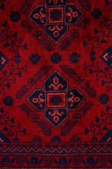 Afgan Bilcik El Dokuma Yün Halı Kırmızı - 126x193