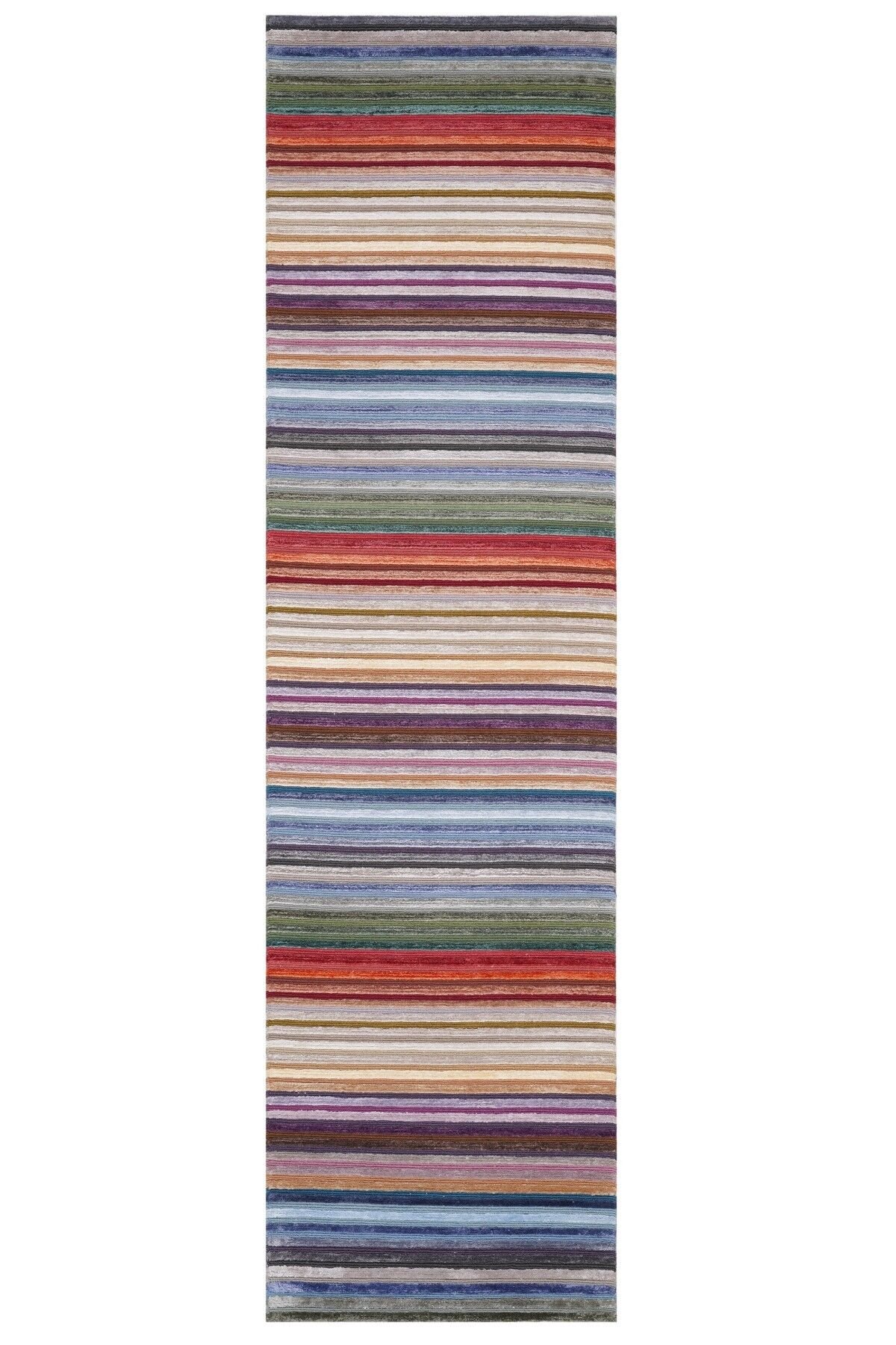 Nepal 3674 Renkli Modern El Dokuma Kışlık Bambu Halı