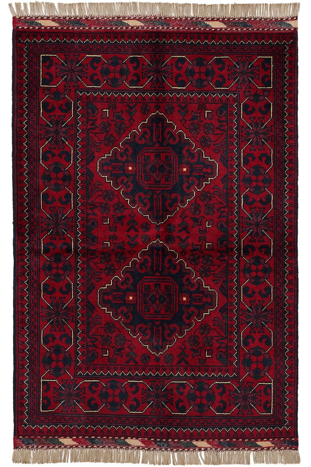 Afgan Khamyab El Dokuma Yün Halı Kırmızı - 83x121