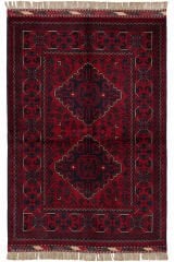 Afgan Khamyab El Dokuma Yün Halı Kırmızı - 83x121