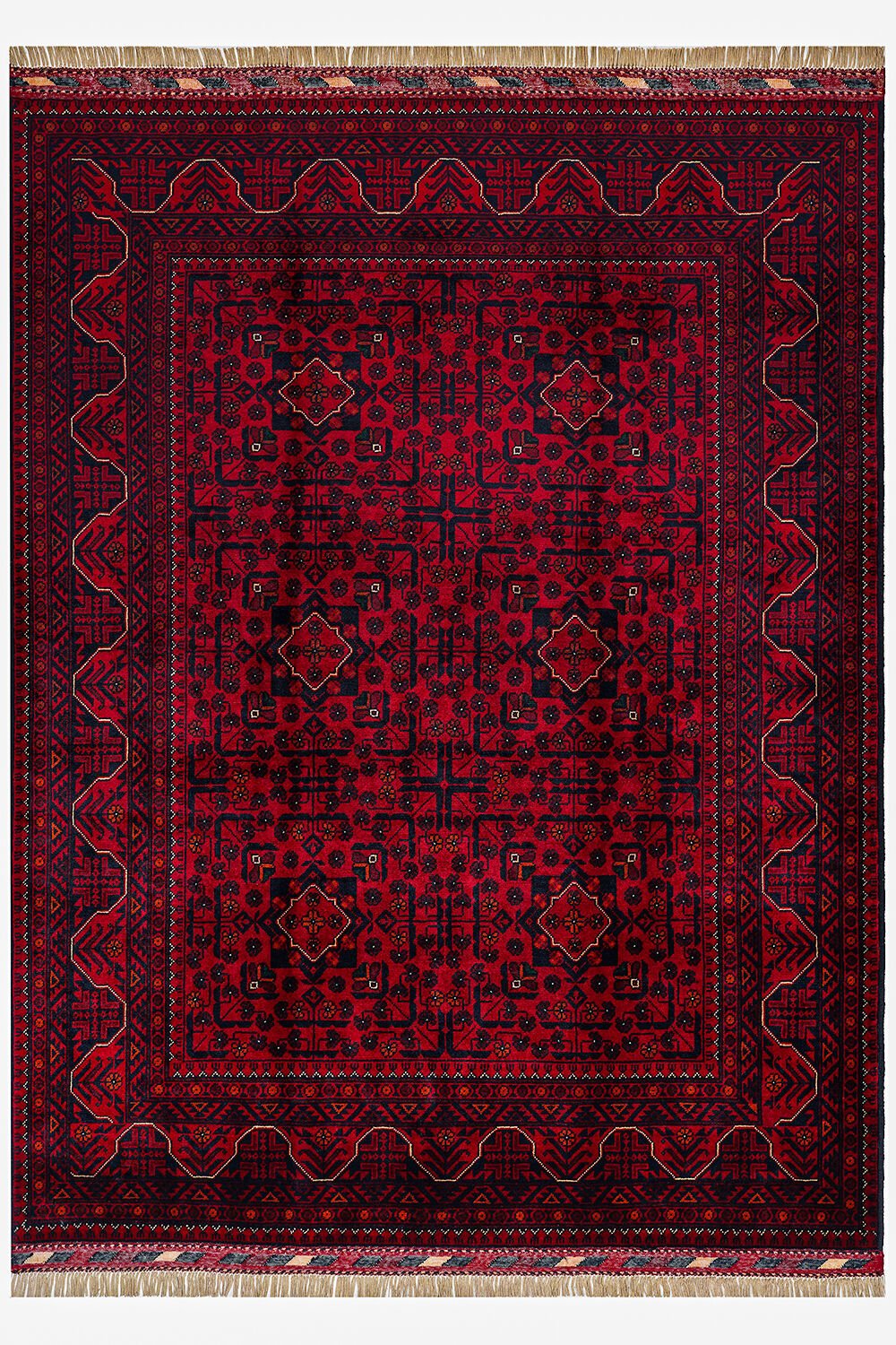 Afgan Khamyab El Dokuma Yün Halı Kırmızı - 152x195