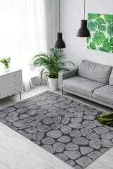 İndus 8001 Gri Modern Salon Halısı Kesme Halı