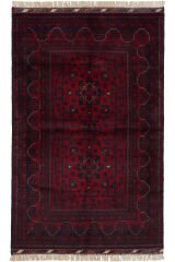 Afgan Khamyab El Dokuma Yün Halı Kırmızı - 98x149