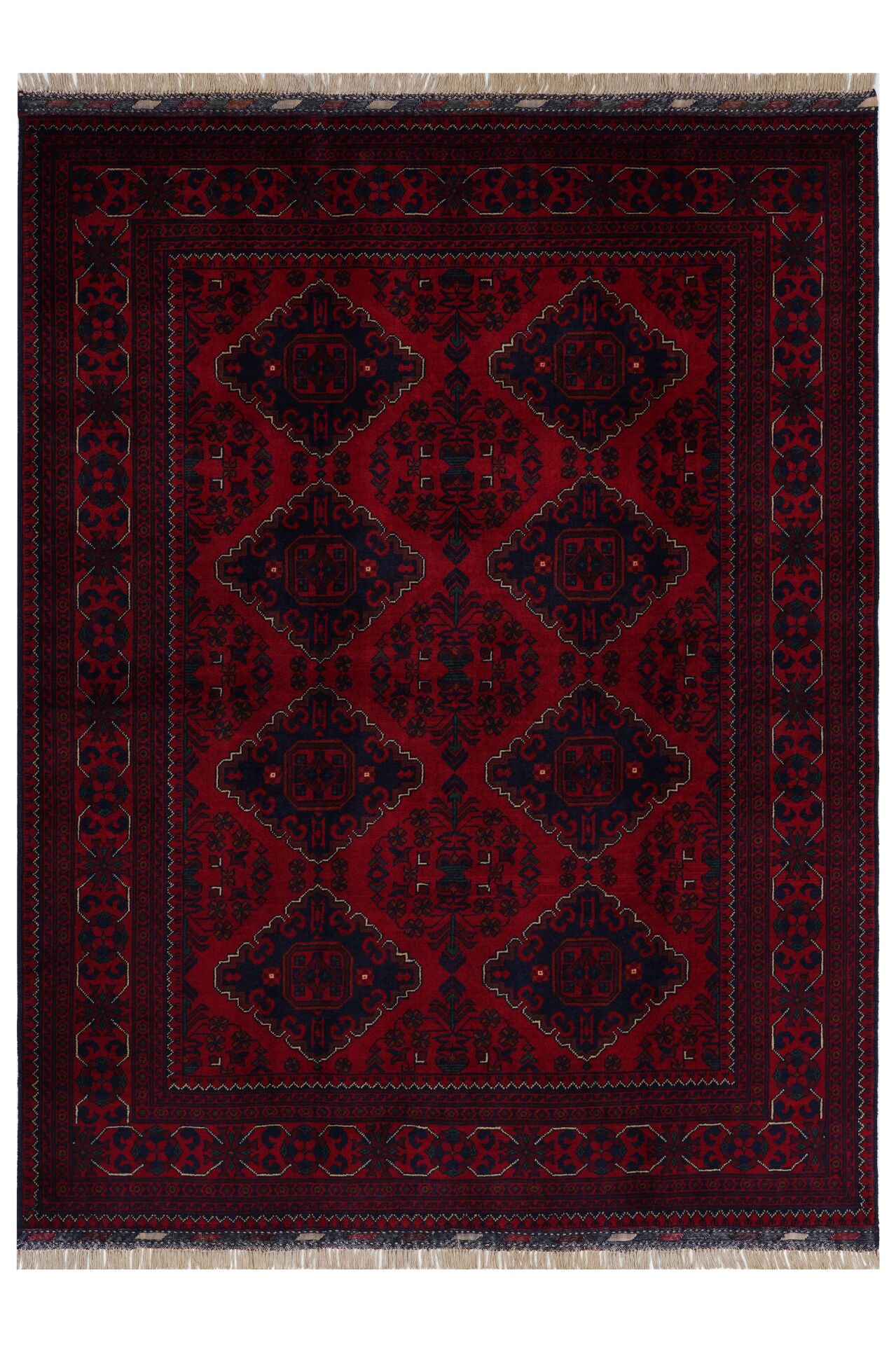 Afgan Khamyab El Dokuma Yün Halı Kırmızı - 153x200