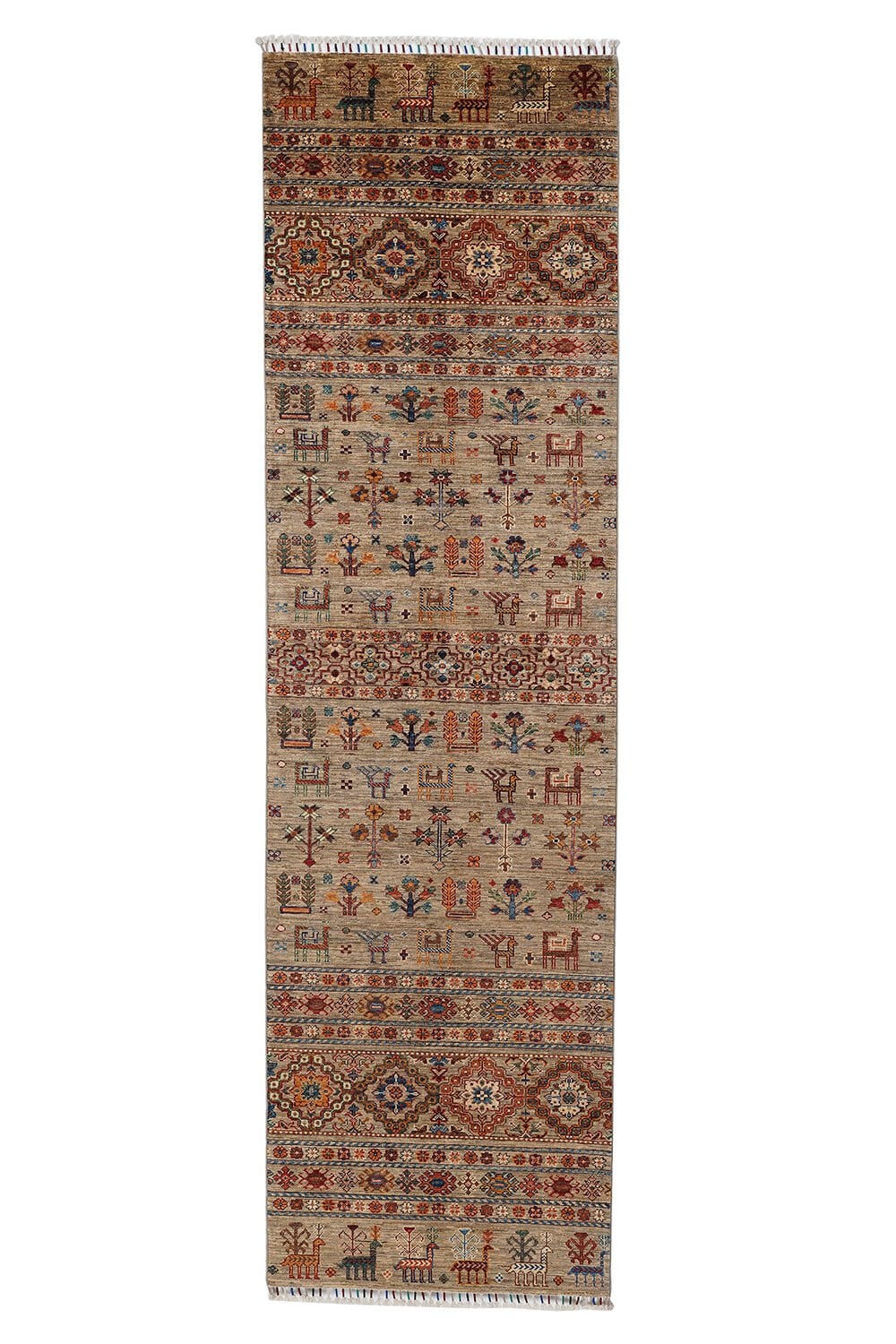 SHB Afgan Orjin El Dokuma Yün Halı Bej - 88x309