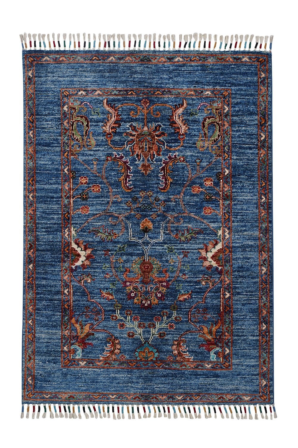 RHMN Afgan Orjin El Dokuma Yün Halı Mavi - 86x121
