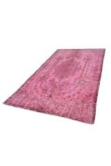 Vintage Pembe Eskitme El Dokuma Halı