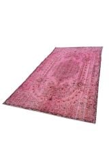 Vintage Pembe Eskitme El Dokuma Halı