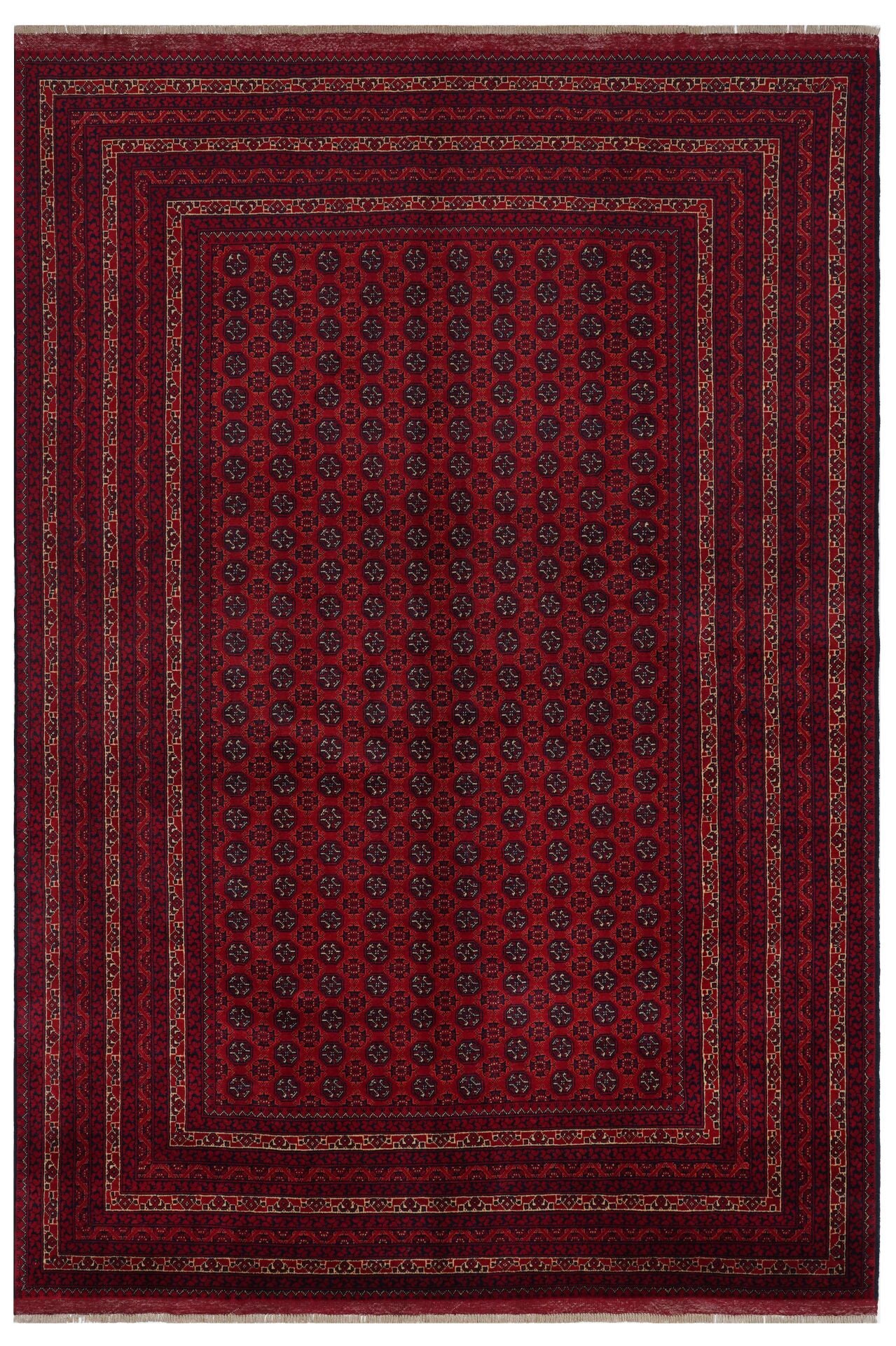 Afgan Hoca Roshnai El Dokuma Yün Halı Kırmızı - 200x288