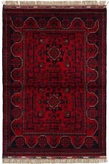 Afgan Khamyab El Dokuma Yün Halı Kırmızı - 84x120