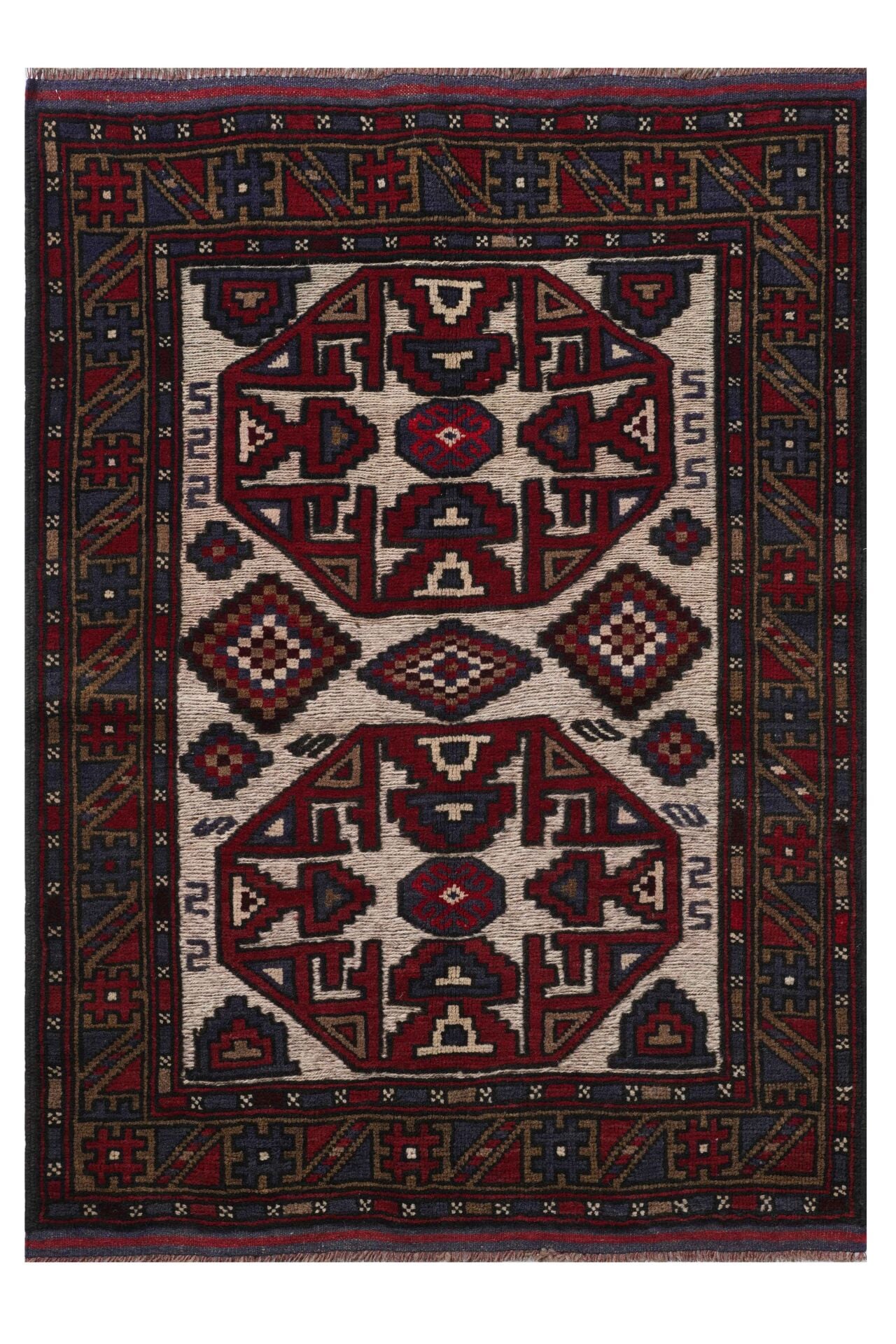 Afgan Berceste El Dokuma Yün Halı Kırmızı - 123x90