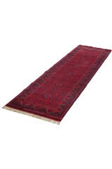 Afgan Khamyab El Dokuma Yün Halı Kırmızı - 81x290
