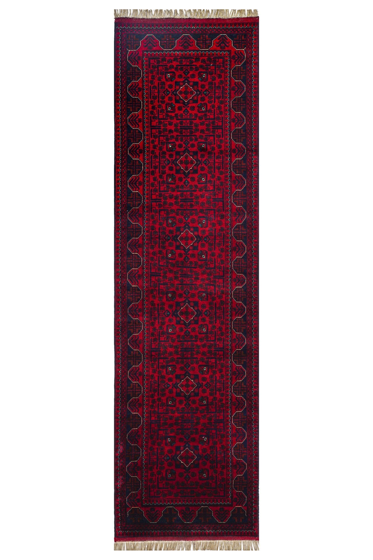 Afgan Khamyab El Dokuma Yün Halı Kırmızı - 81x290