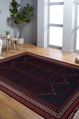 Orient 2 Afgan Desenli Kırmızı Klasik Yıkanabilir Pamuklu Kilim