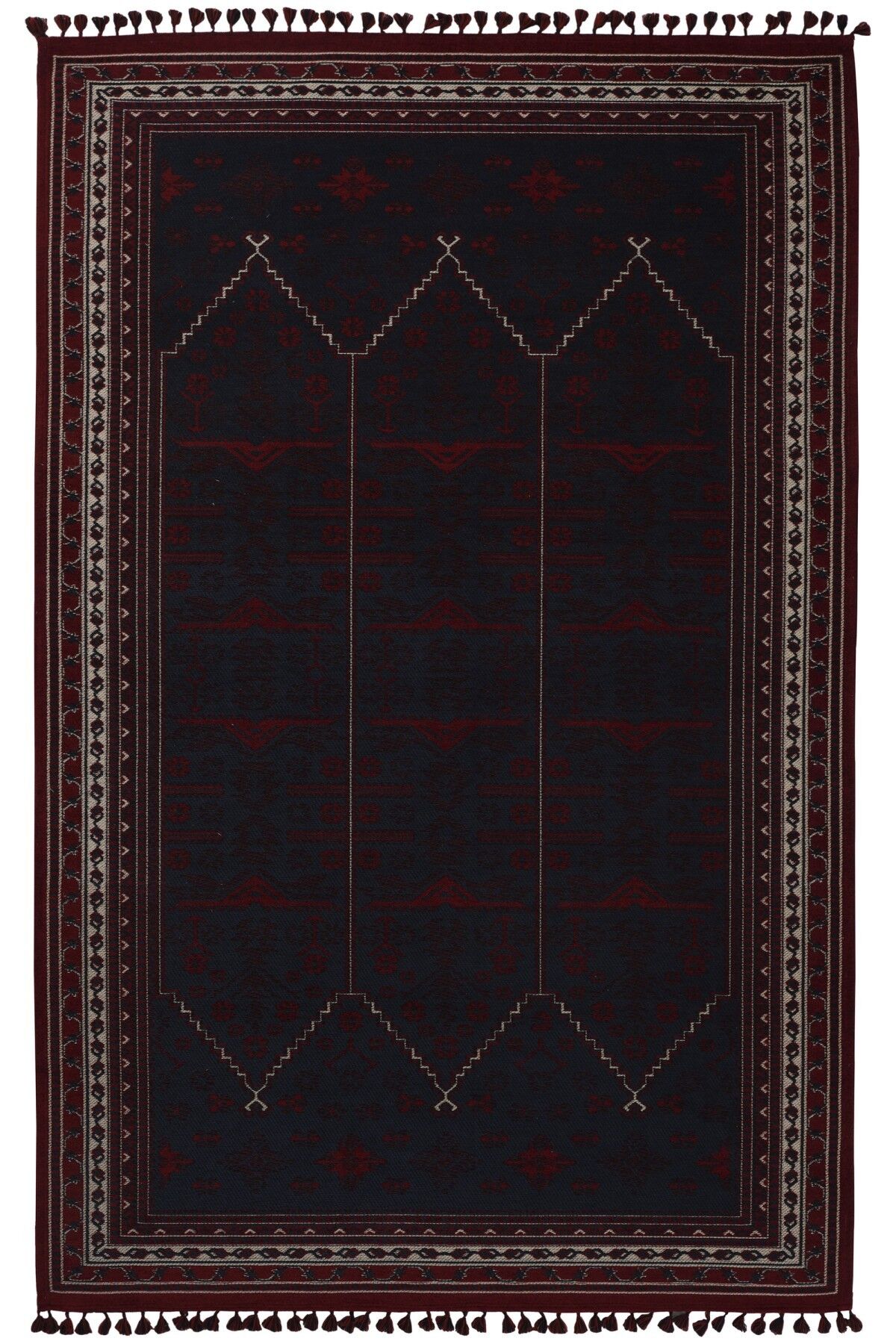 Orient 2 Afgan Desenli Kırmızı Klasik Yıkanabilir Pamuklu Kilim