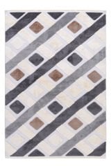 İndus 8002 Krem Geometrik Salon Halısı Kesme Halı