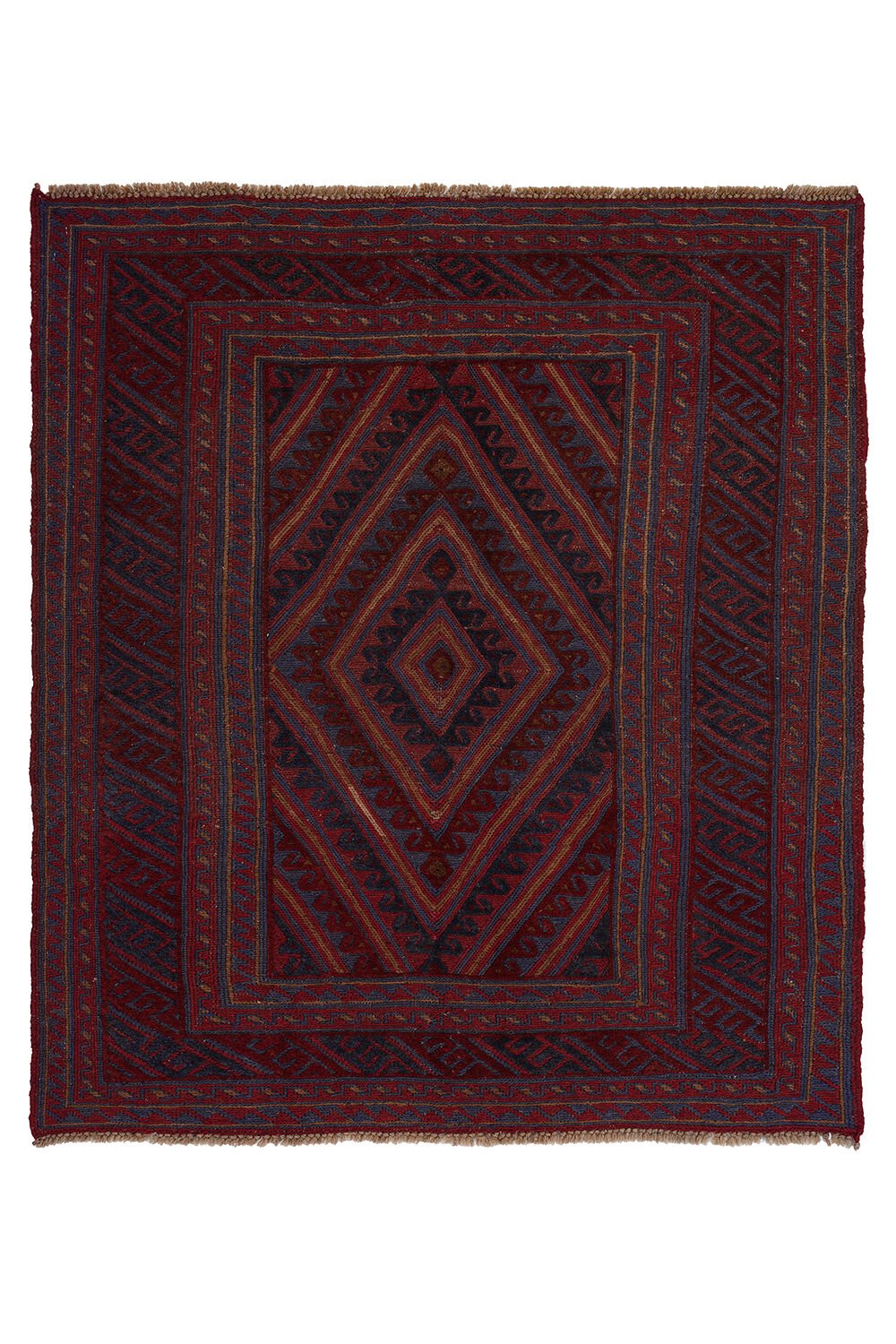 Afgan Berceste El Dokuma Yün Halı Kırmızı - 119x133