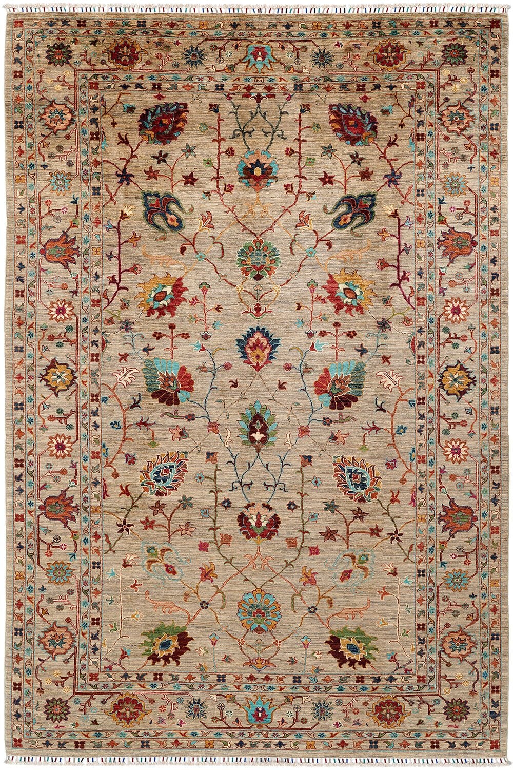SHB Afgan Orjin El Dokuma Yün Halı Bej - 203x305