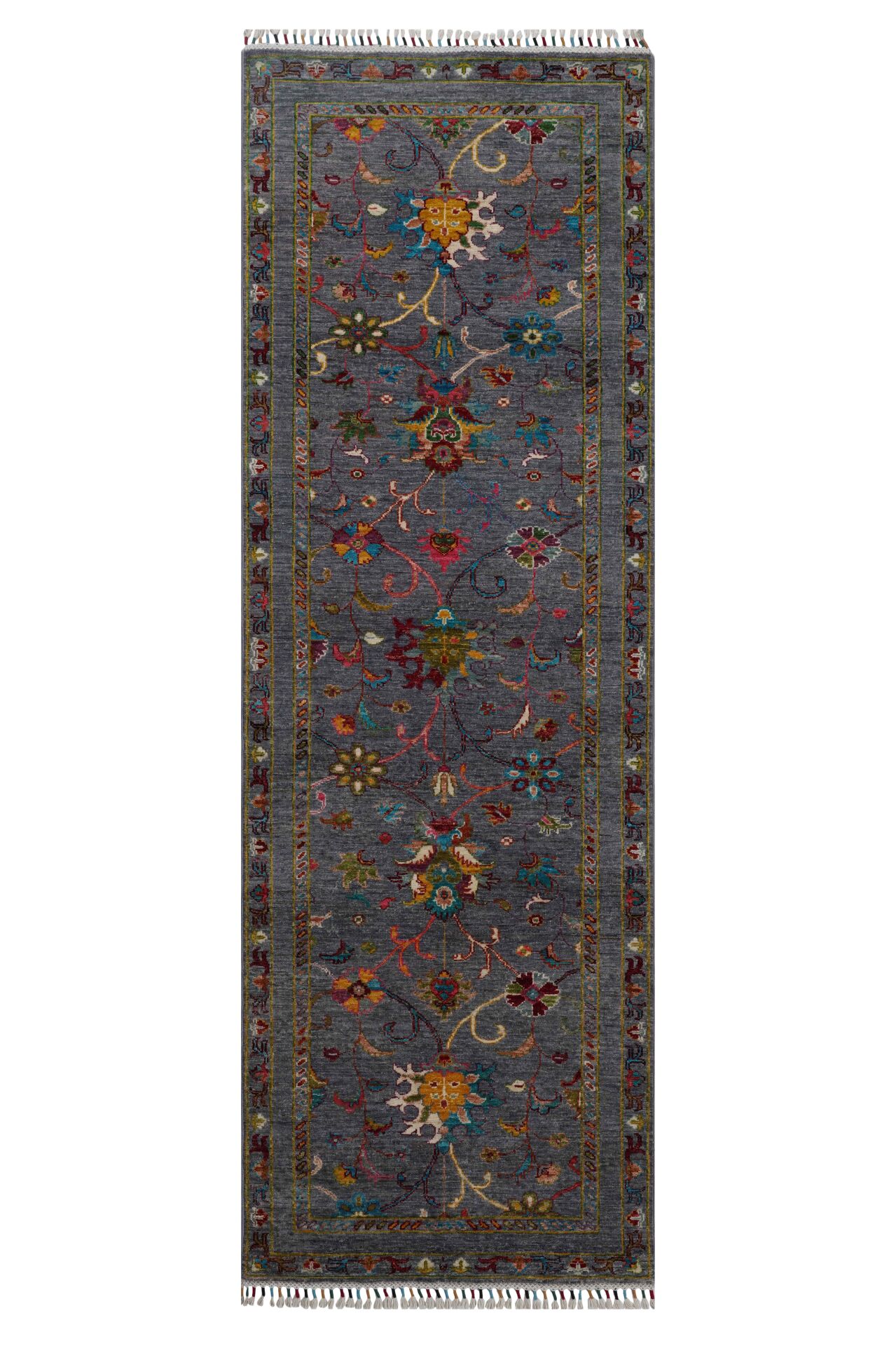 RHMN Afgan Orjin El Dokuma Yün Halı Renkli - 83x247