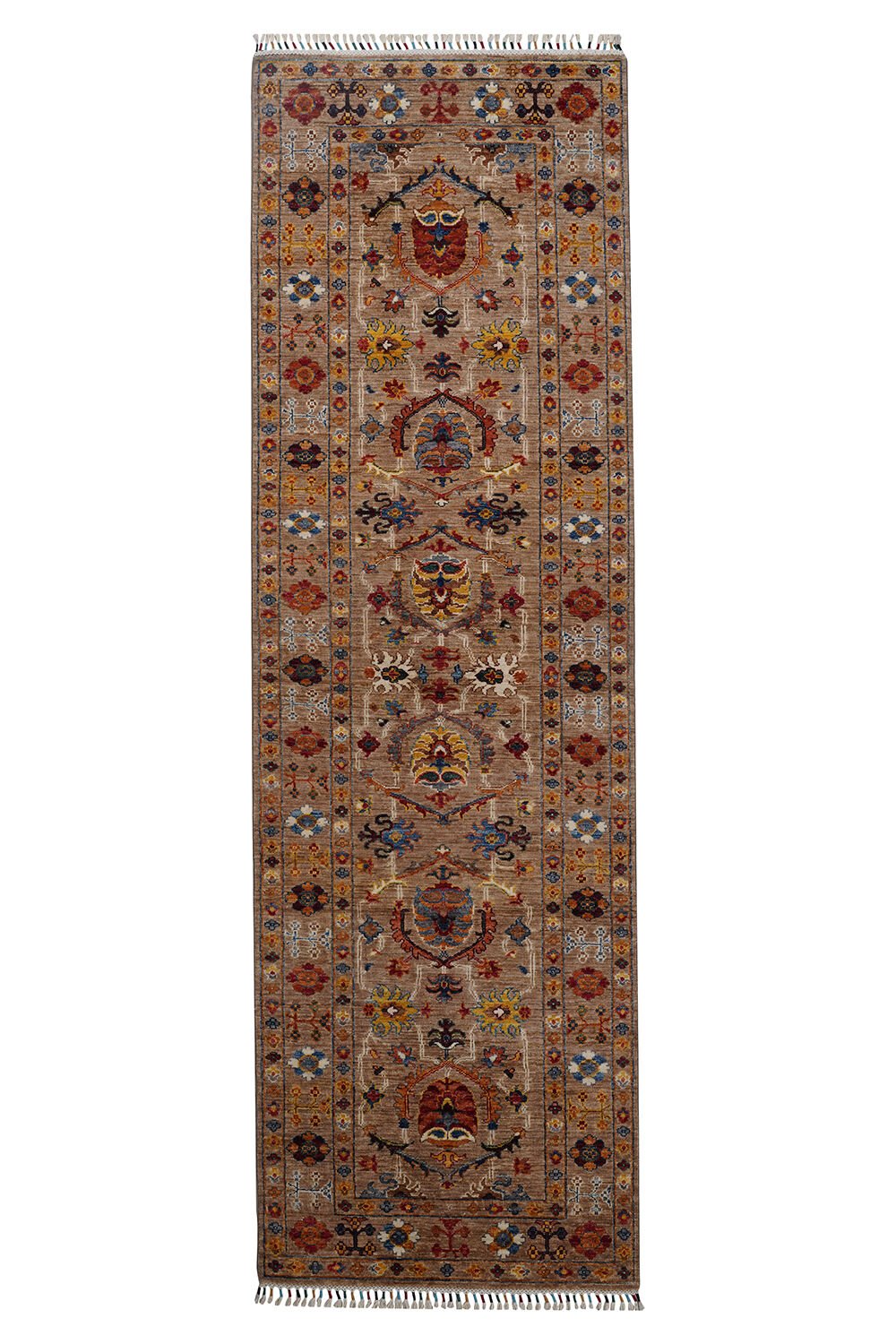 RHMN Afgan Orjin El Dokuma Yün Halı Bej - 88x285