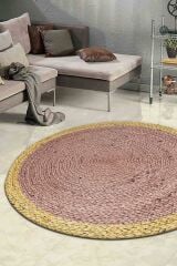 Baskı Jüt Trq004 Sarı Naturel Makine Halısı