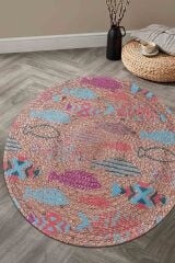 Baskı Jüt Trq023 Renkli Dekoratif Makine Halısı