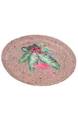 Baskı Jüt Trq030 Pembe Dekoratif Makine Halısı