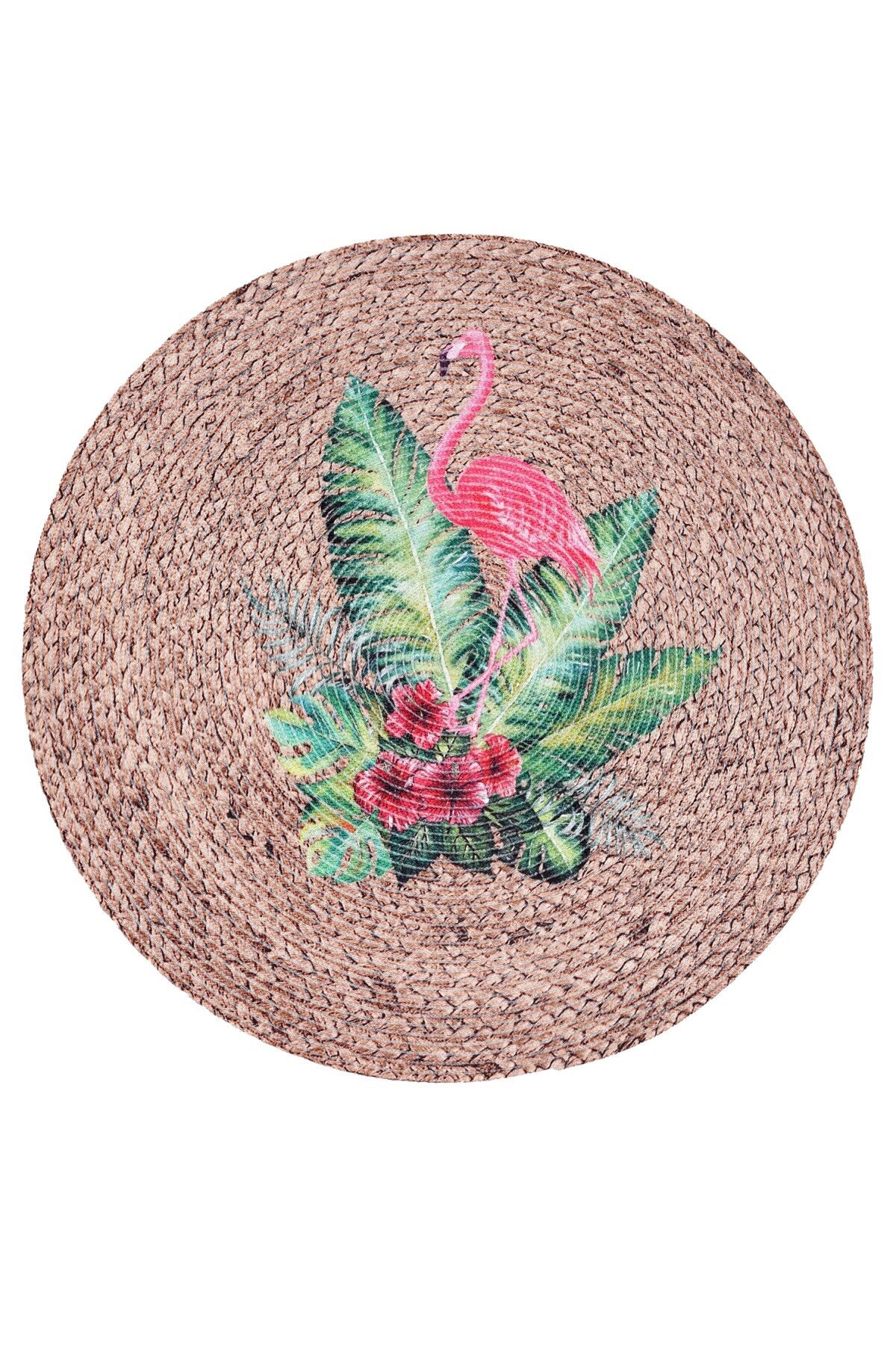 Baskı Jüt Trq030 Pembe Dekoratif Makine Halısı
