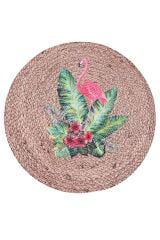 Baskı Jüt Trq030 Pembe Dekoratif Makine Halısı