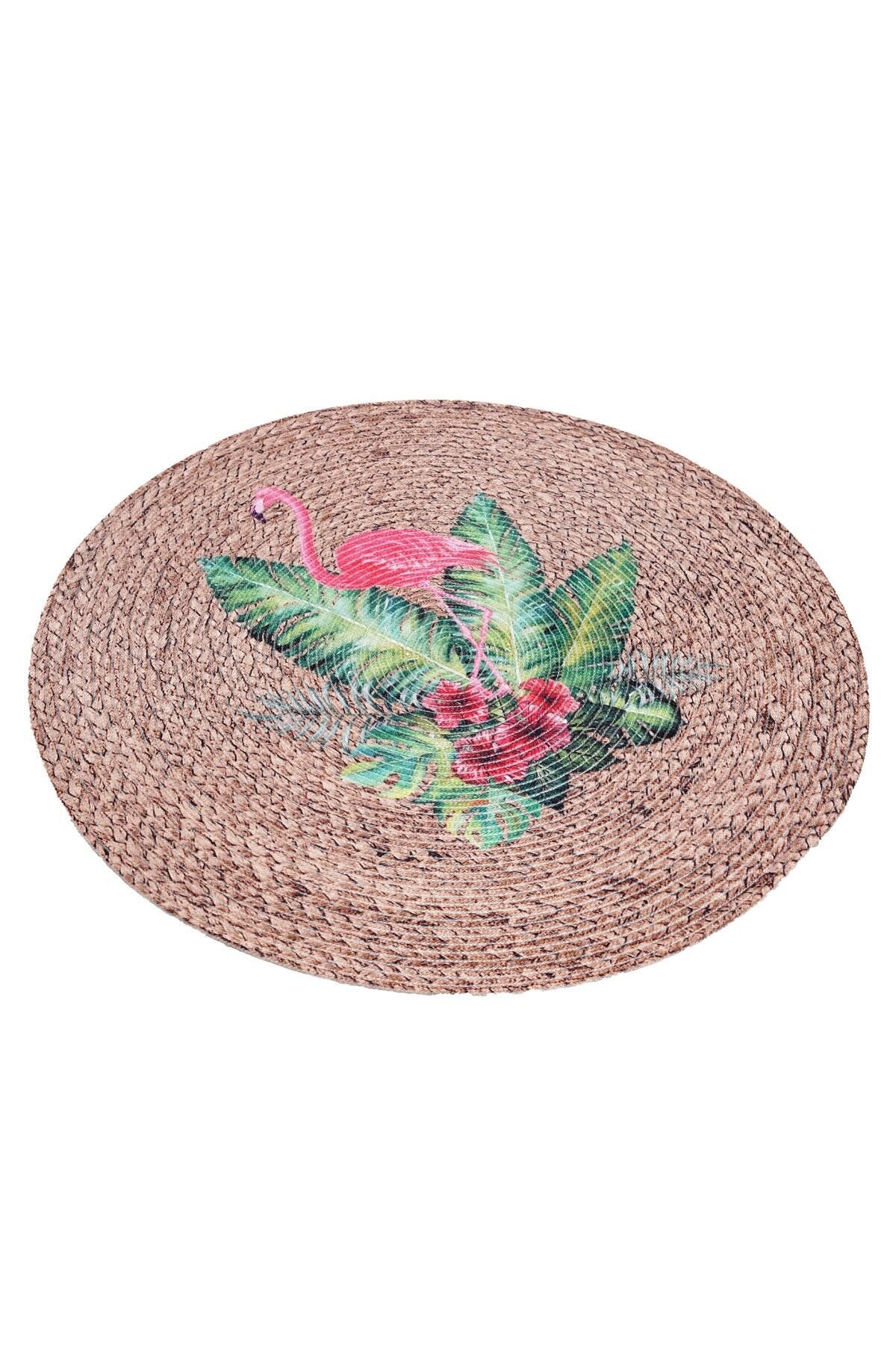 Baskı Jüt Trq030 Pembe Dekoratif Makine Halısı