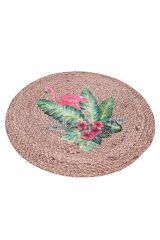 Baskı Jüt Trq030 Pembe Dekoratif Makine Halısı