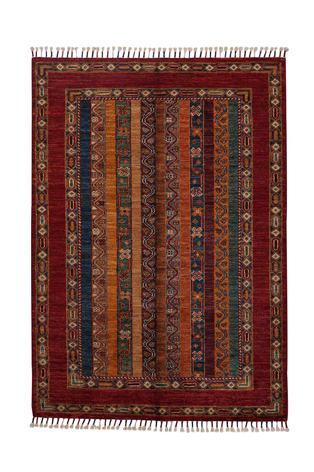 SHB Afgan Orjin El Dokuma Yün Halı Renkli - 90x128