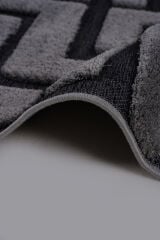 İndus 8007 Gri Geometrik Salon Halısı Kesme Halı