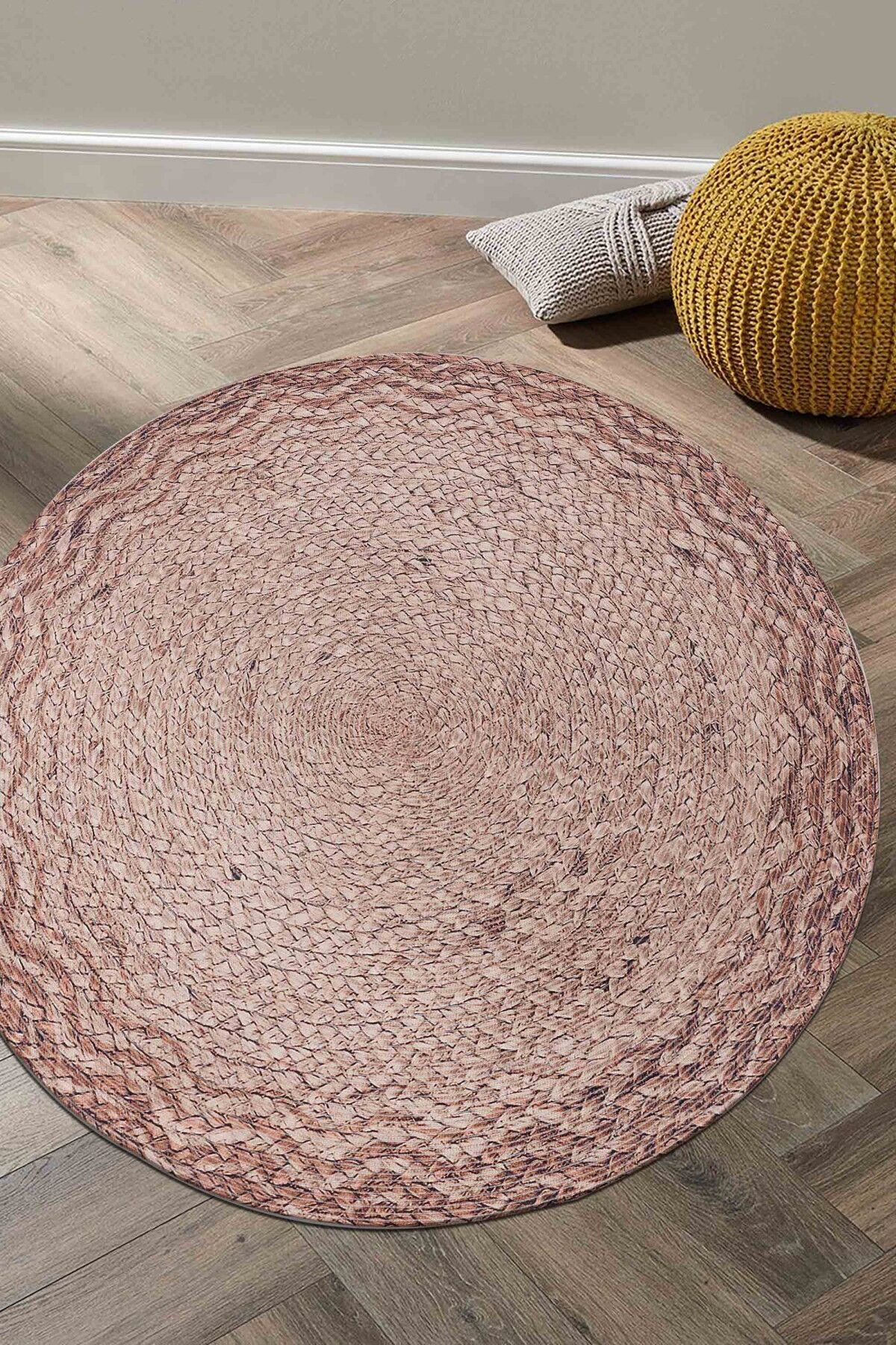 Baskı Jüt Trq067 Dekoratif Makine Halısı
