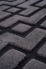 İndus 8007 Gri Geometrik Salon Halısı Yolluk Kesme Makine Halısı
