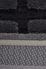 İndus 8007 Gri Geometrik Salon Halısı Yolluk Kesme Makine Halısı