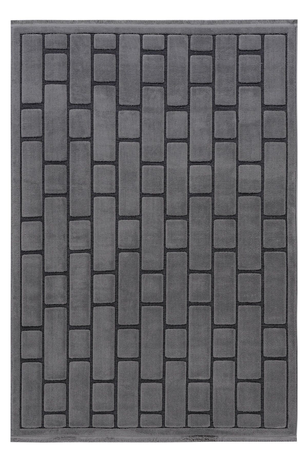 İndus 8008 Gri Modern Mutfak Halısı Koridor Halısı Kesme Makine Halısı