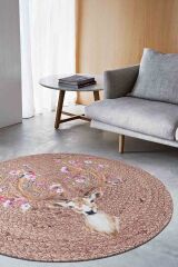 Baskı Jüt Trq072 Dekoratif Makine Halısı