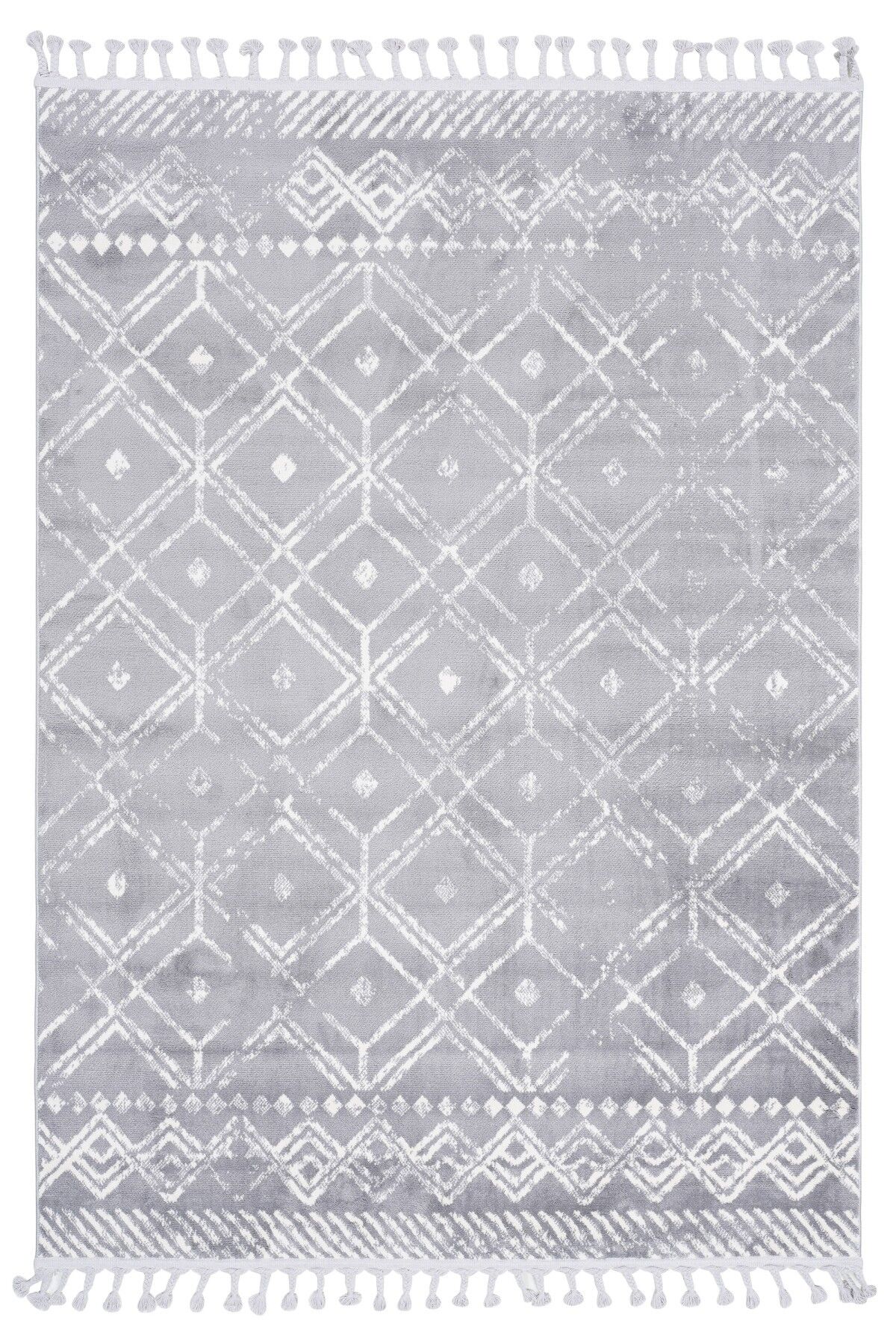 Beyond 4957A Gri Çizgili Modern Makine Dokuma Kilim