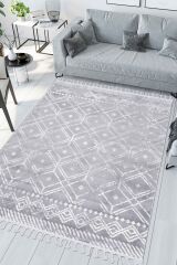 Beyond 4957A Gri Çizgili Modern Makine Dokuma Kilim