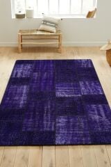 Patchwork Mor Modern El Dokuma Halı