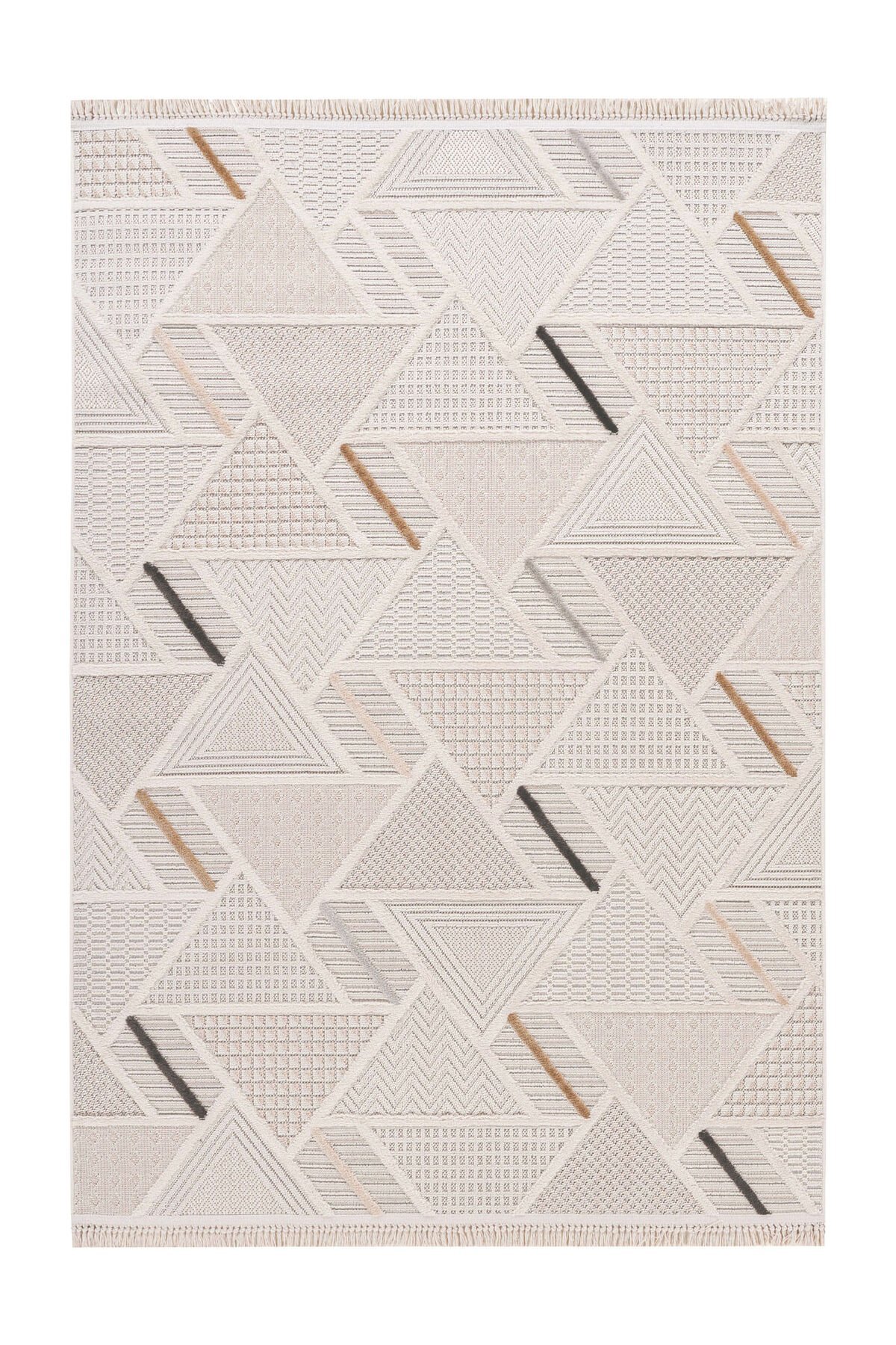 Bonn 8805 Krem Geometrik Salon Halısı Kesme Halı