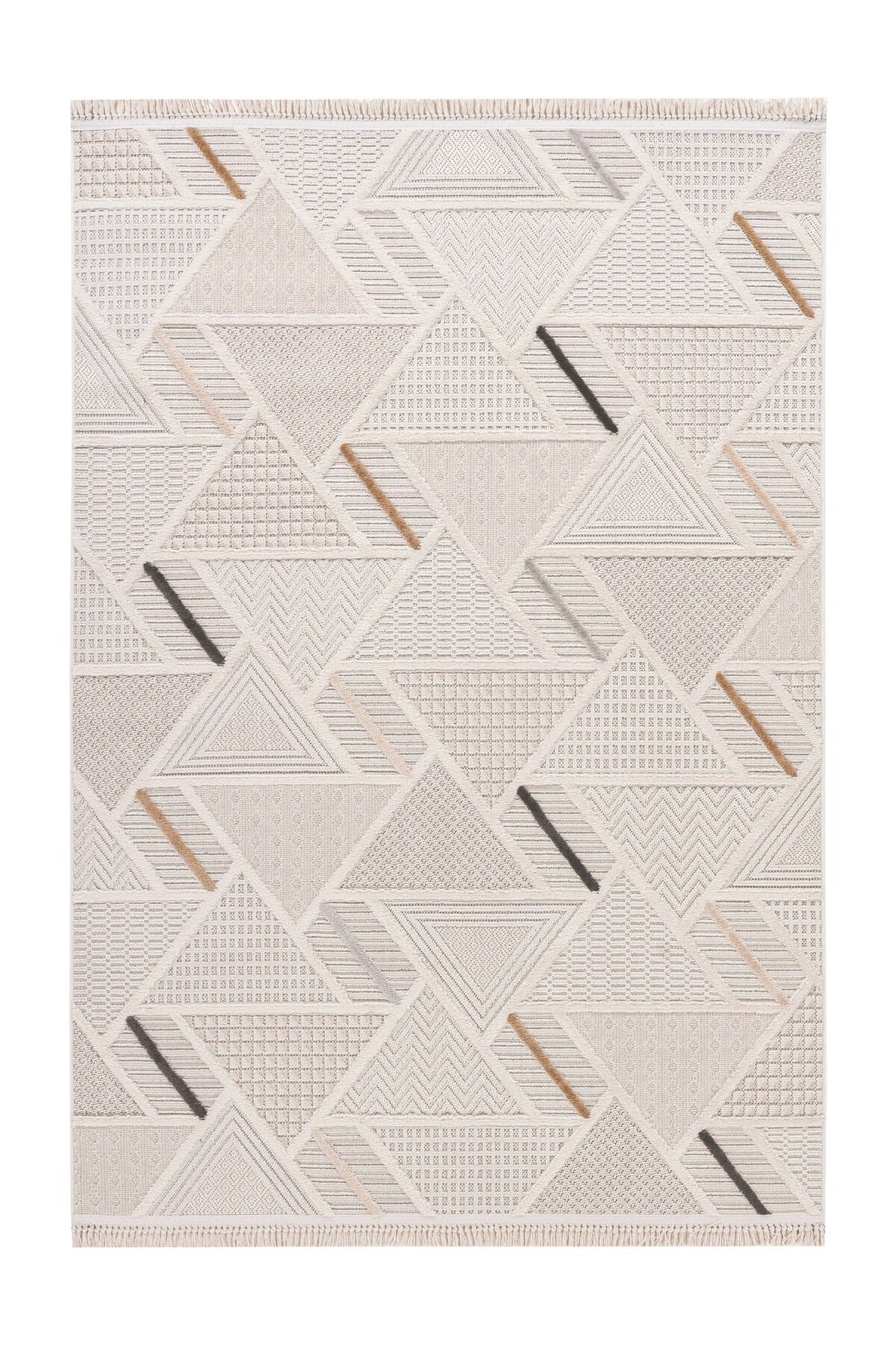 Bonn 8805 Krem Geometrik Salon Halısı Kesme Halı