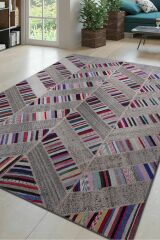 Patchwork Renkli Modern El Dokuma Halı