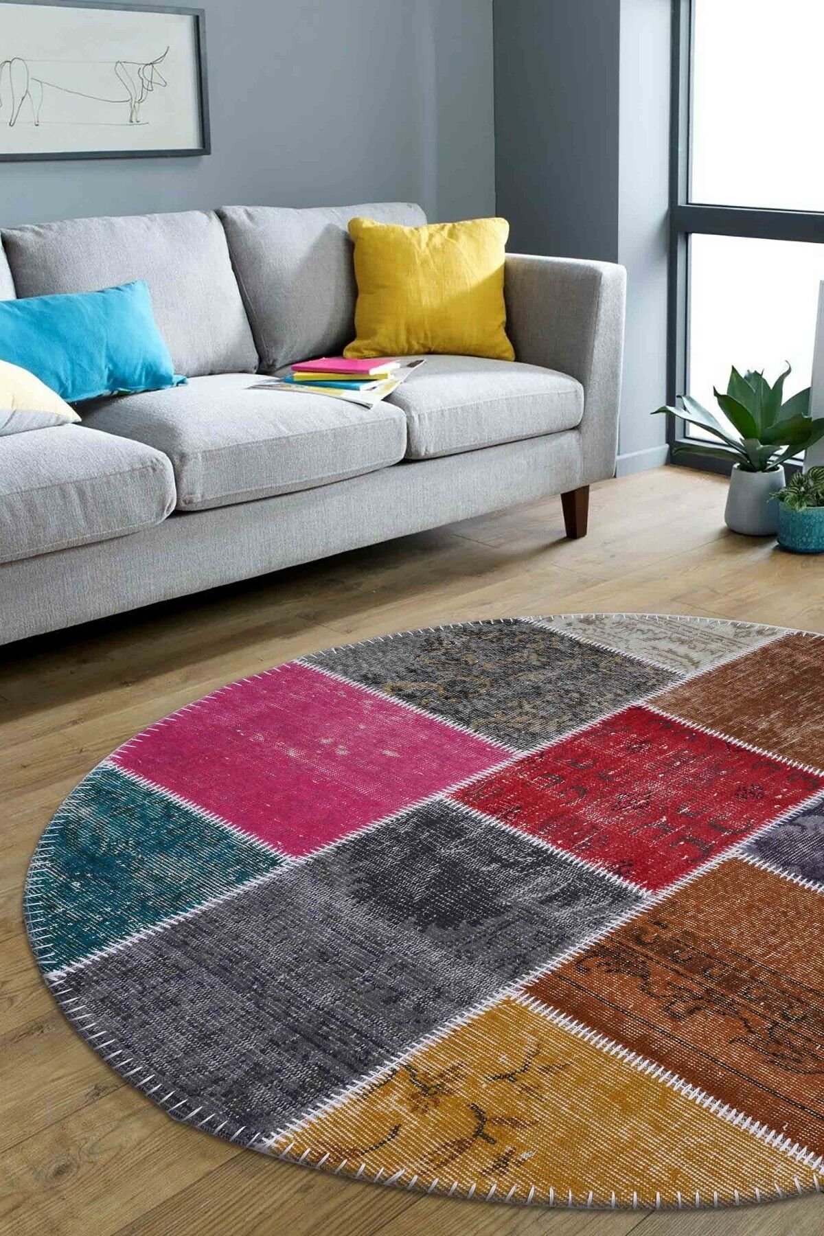 Patchwork Renkli Modern El Dokuma Halı