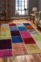 Patchwork Renkli Modern El Dokuma Halı