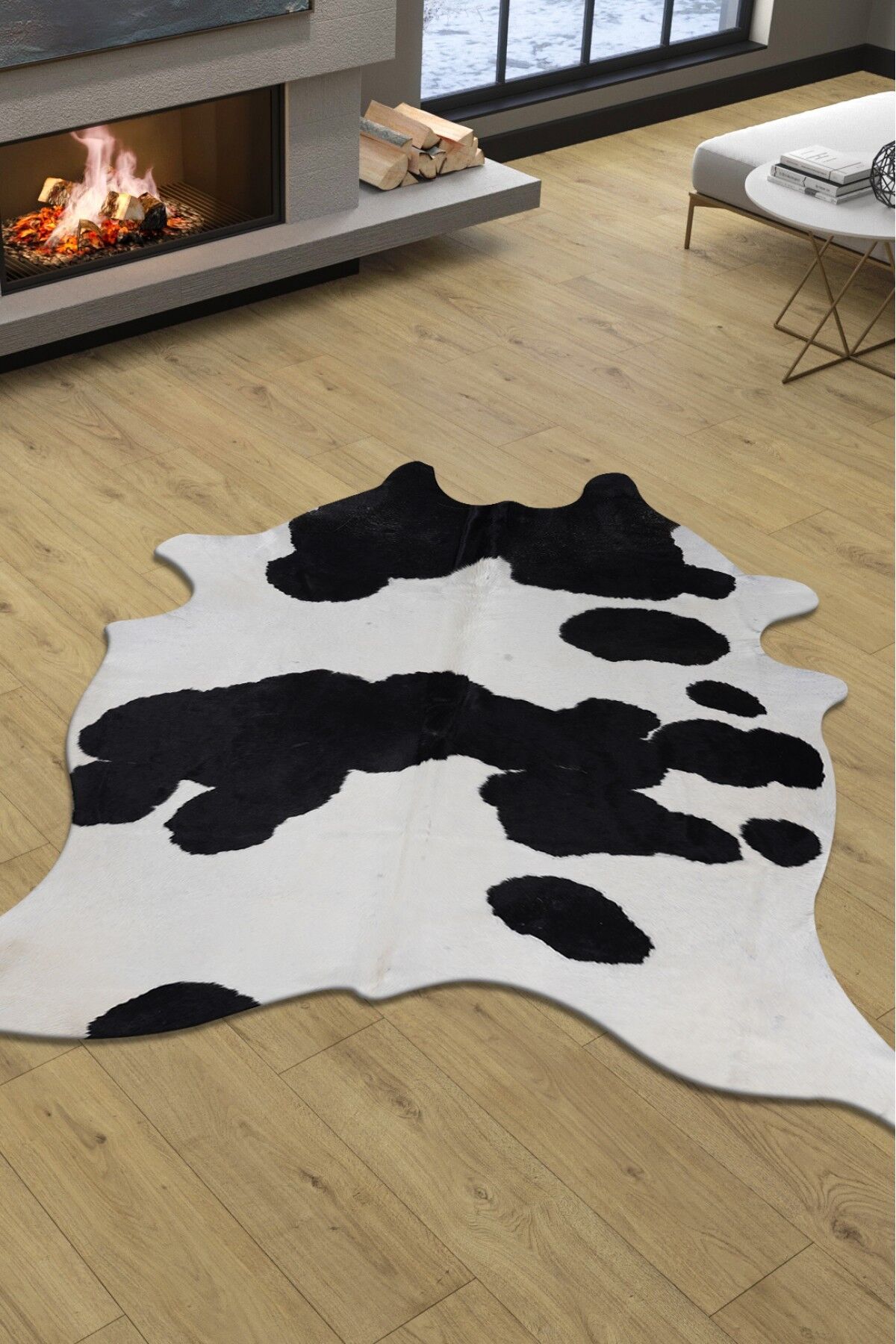 Buffalo Fst Dalmaçya Siyah / Beyaz Naturel Deri Halı