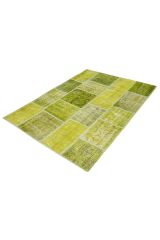 Patchwork Yeşil Modern El Dokuma Halı