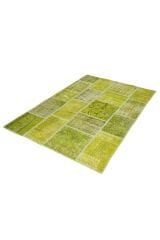 Patchwork Yeşil Modern El Dokuma Halı